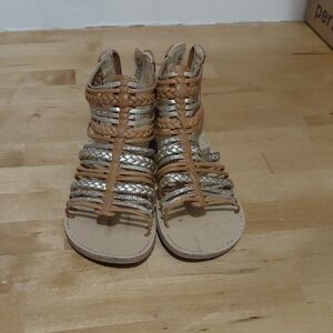 Kelly & Katie Tan and Silver Kids Sandals